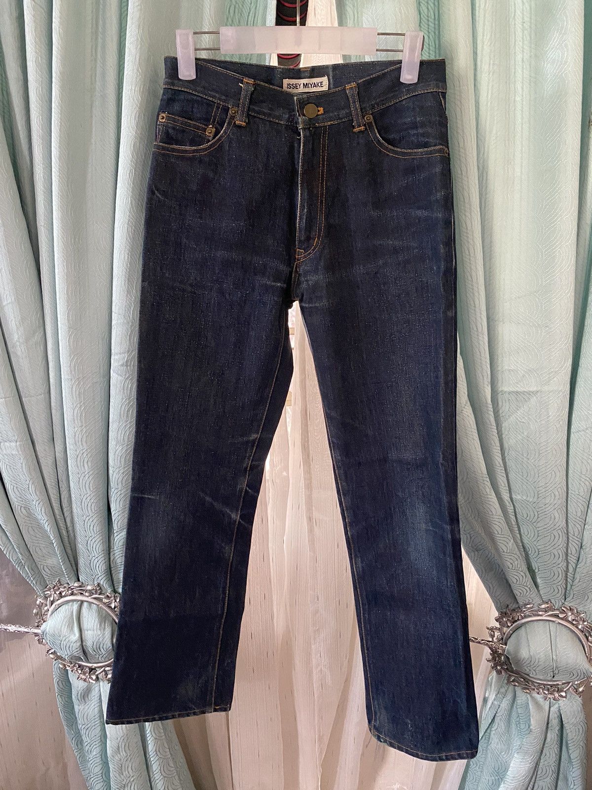 image of Vintage Issey Miyake Denim Jeans in Blue, Men's (Size 26)