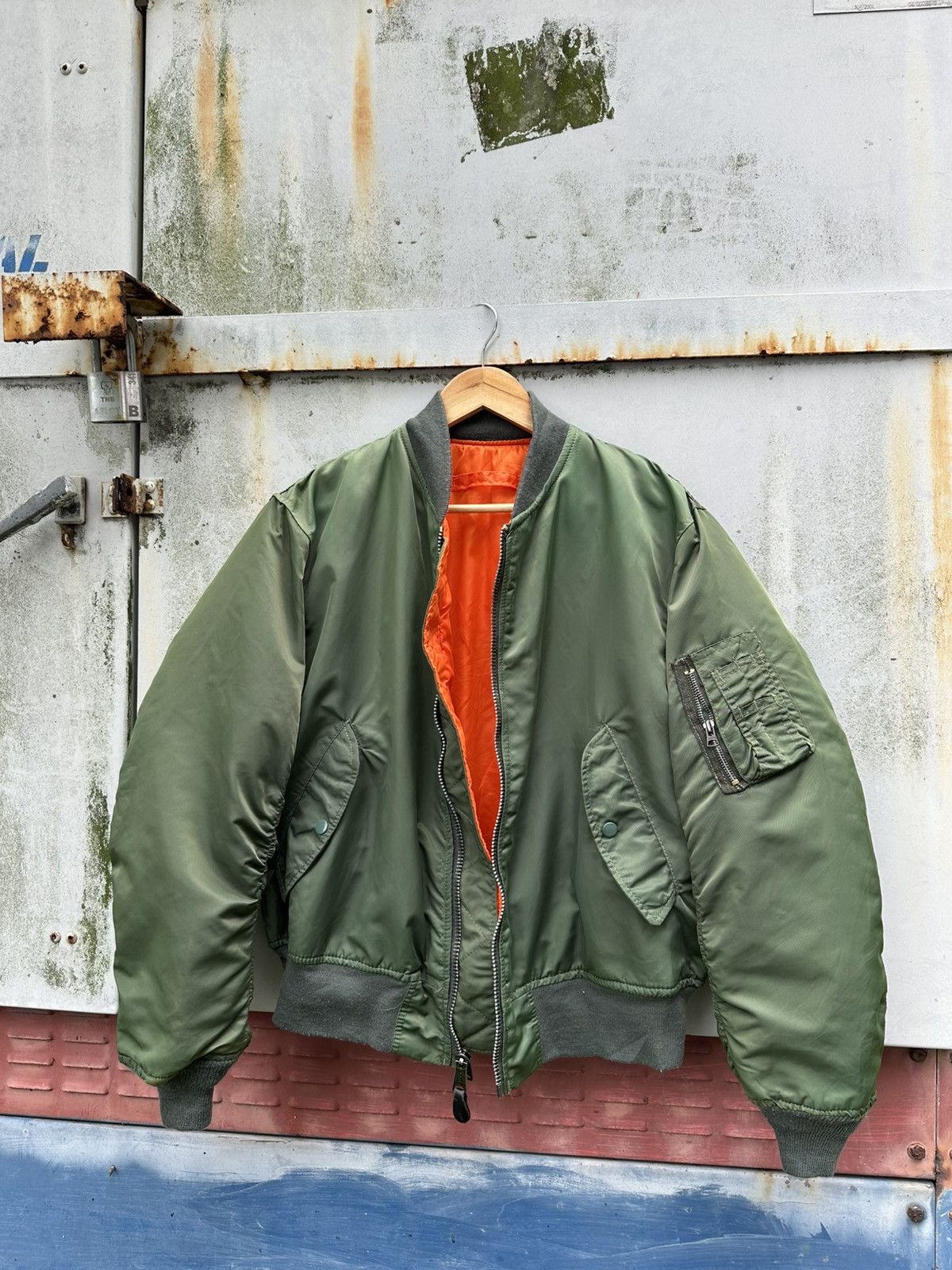 Vintage 🪖Vintage MA-1 Man Intermediate Bomber Jacket Made In USA Size US L / EU 52-54 / 3 - 3 Thumbnail