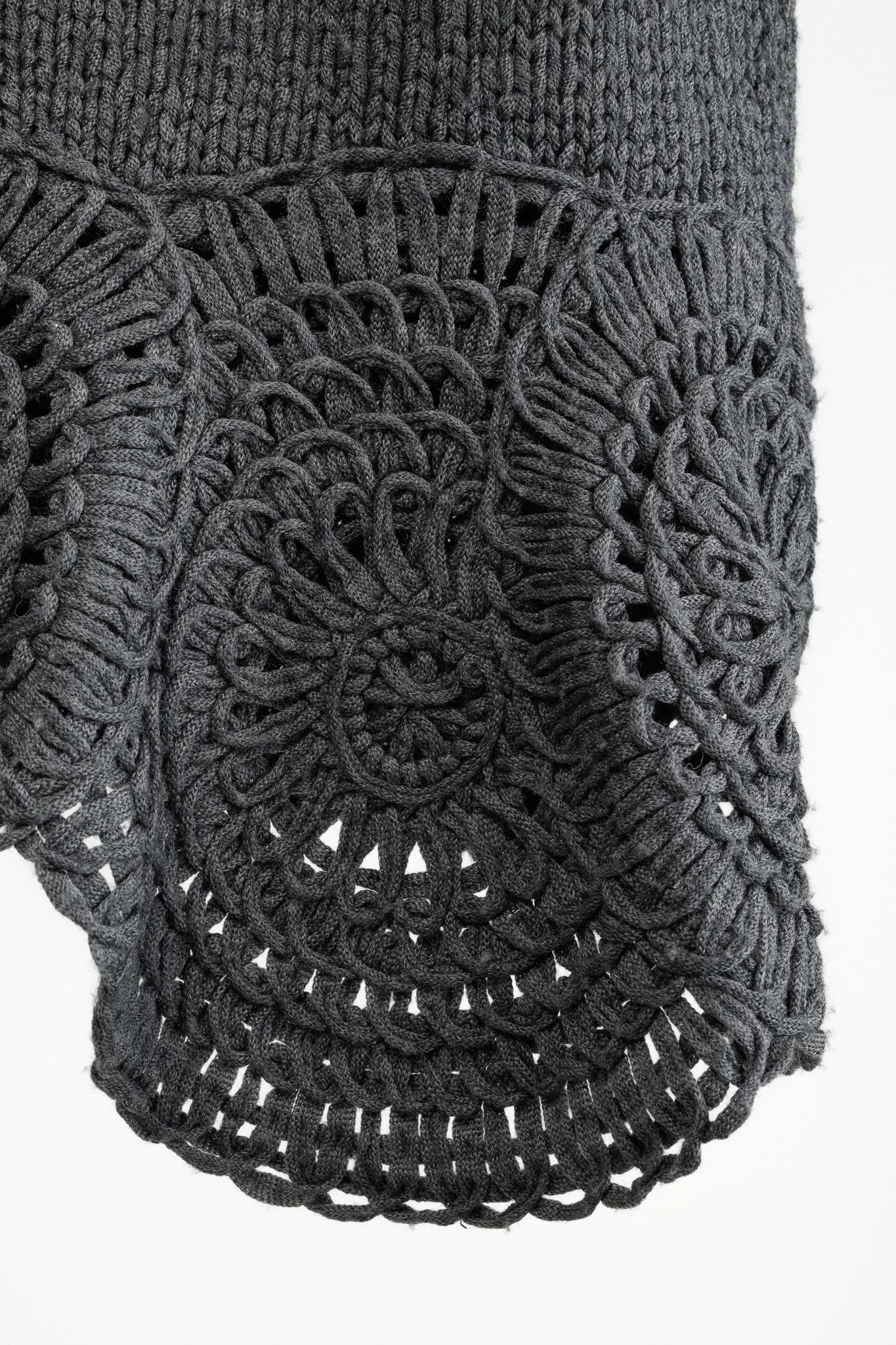Stella McCartney Stella McCartney Grey Oversized Crochet Trim Knit Sweater Size S / US 4 / IT 40 - 8 Thumbnail