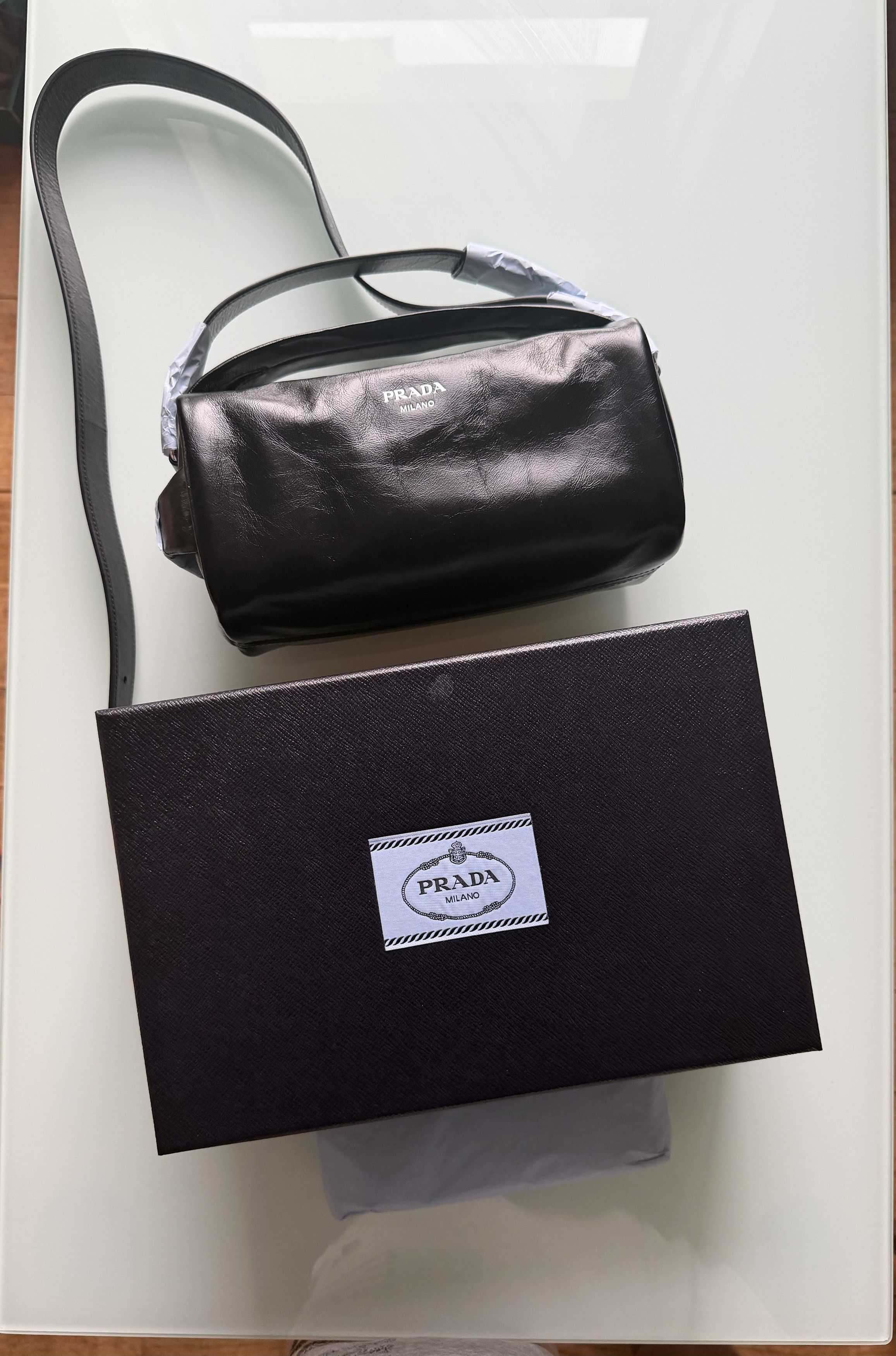 Prada Prada Black Leather Shoulder Bag MSRP $2,550 Size ONE SIZE - 13 Thumbnail