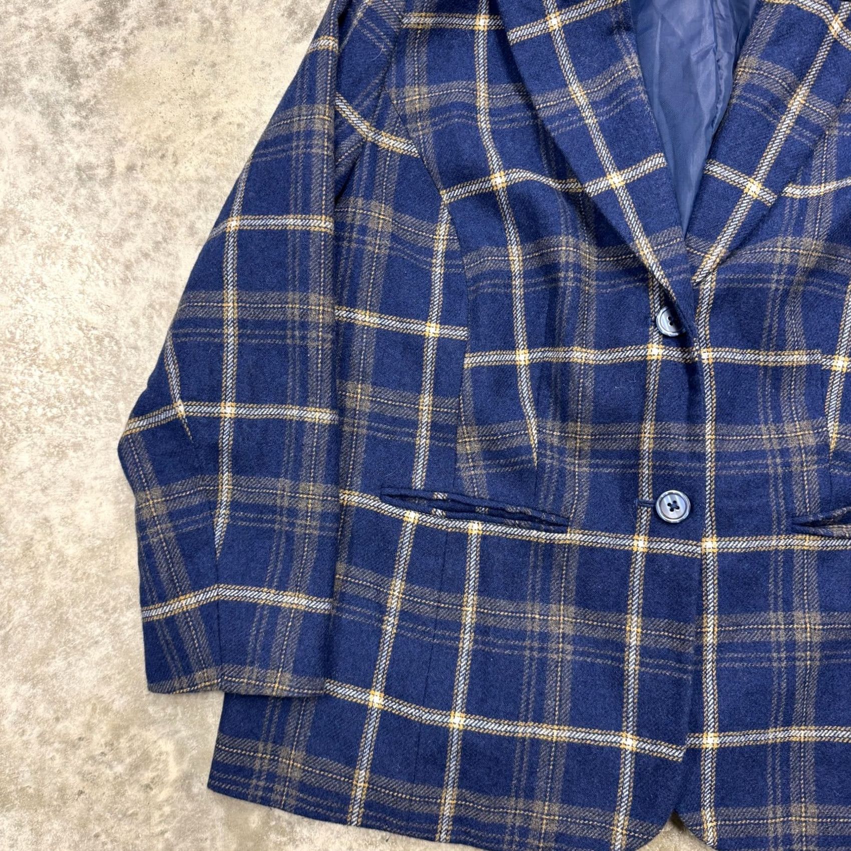 Vintage Jessica London Womens Blazer Size 16P Blue Plaid 2 Button Pockets Lined Jacket Notch Sleeve Long Wool Polyester Nylon Business Womens Size XXL / US 16-18 / IT 52-54 - 2 Thumbnail