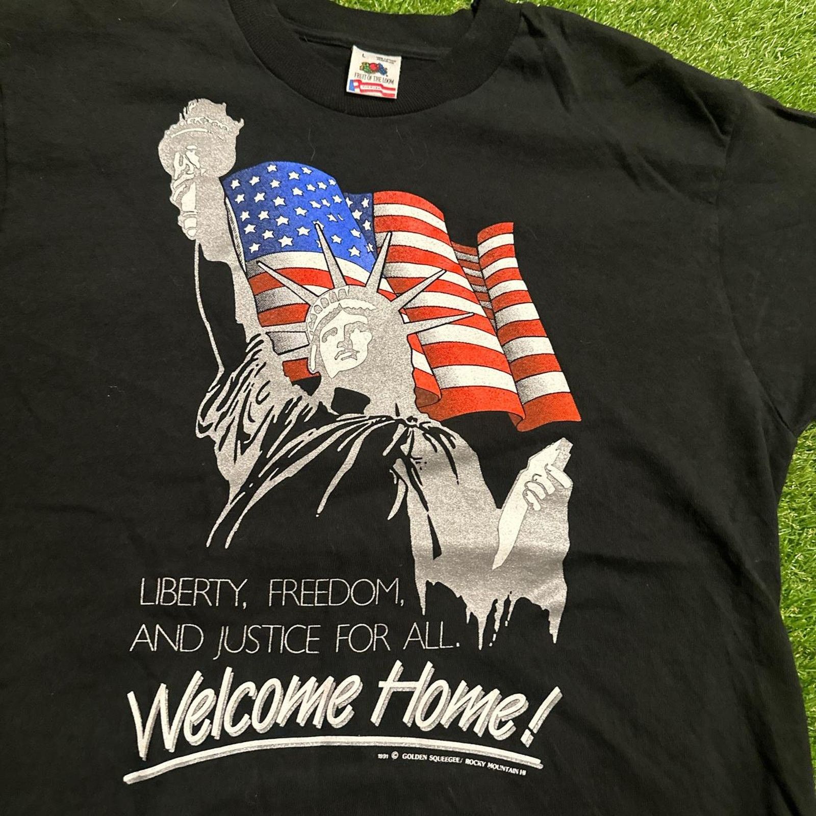 Other 90s Vintage "Welcome Home!" Patriotic Graphic T-Shirt Size US L / EU 52-54 / 3 - 2 Thumbnail