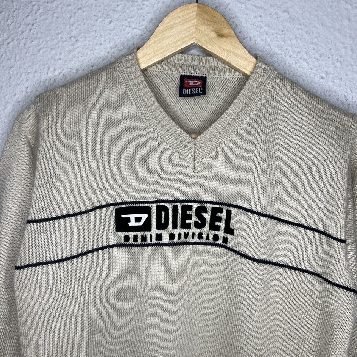 Diesel × Vintage Vintage Diesel Sweater Knitwear Jumper Spellout Logo Beige Size M / US 6-8 / IT 42-44 - 4 Thumbnail