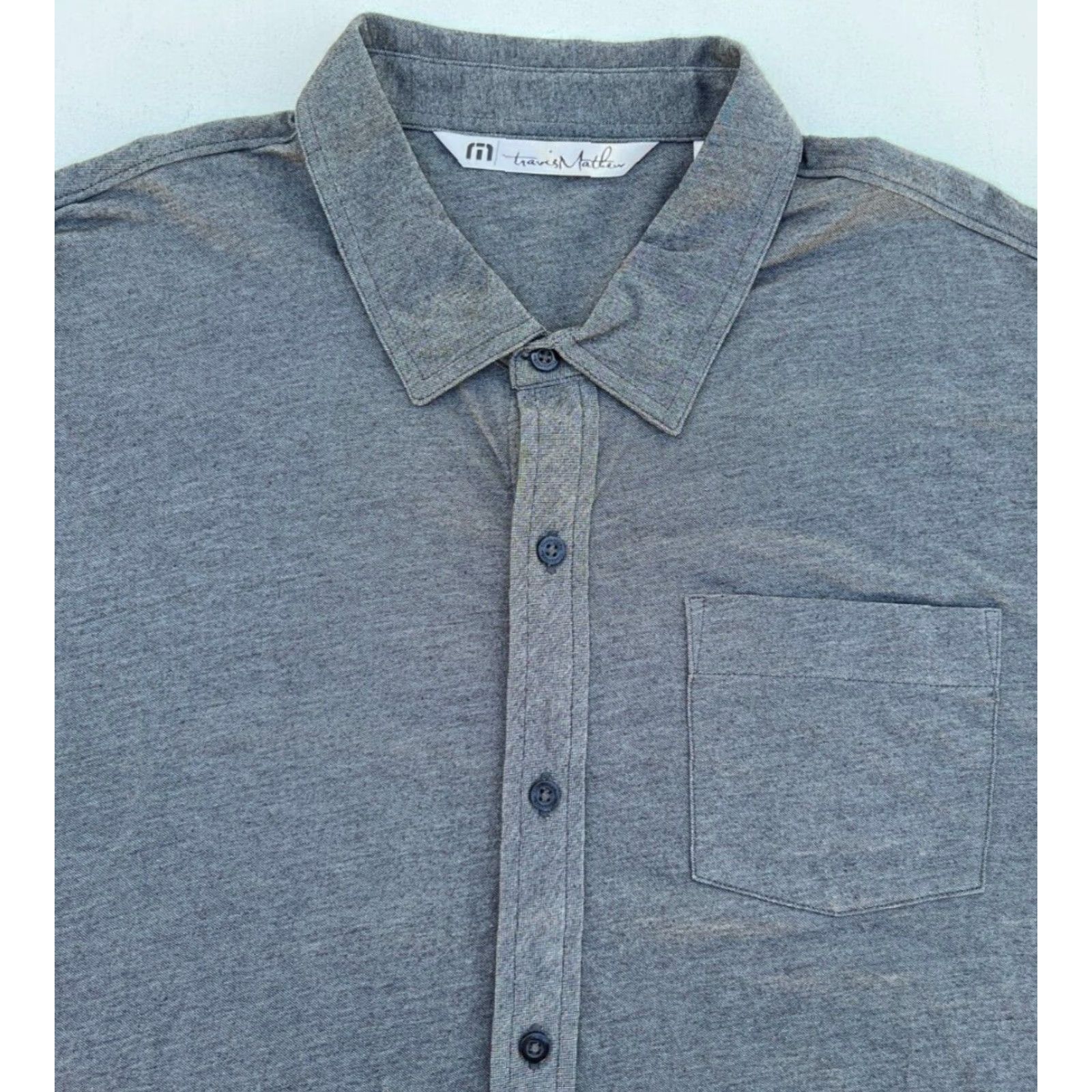 TravisMathew VINTAGE Travis Mathew Button-Up Shirt Stretch XL Gray Cotton Polyester Blend Knit Men Button-Down Casual Shirt Mens Size US XL / EU 56 / 4 - 3 Thumbnail