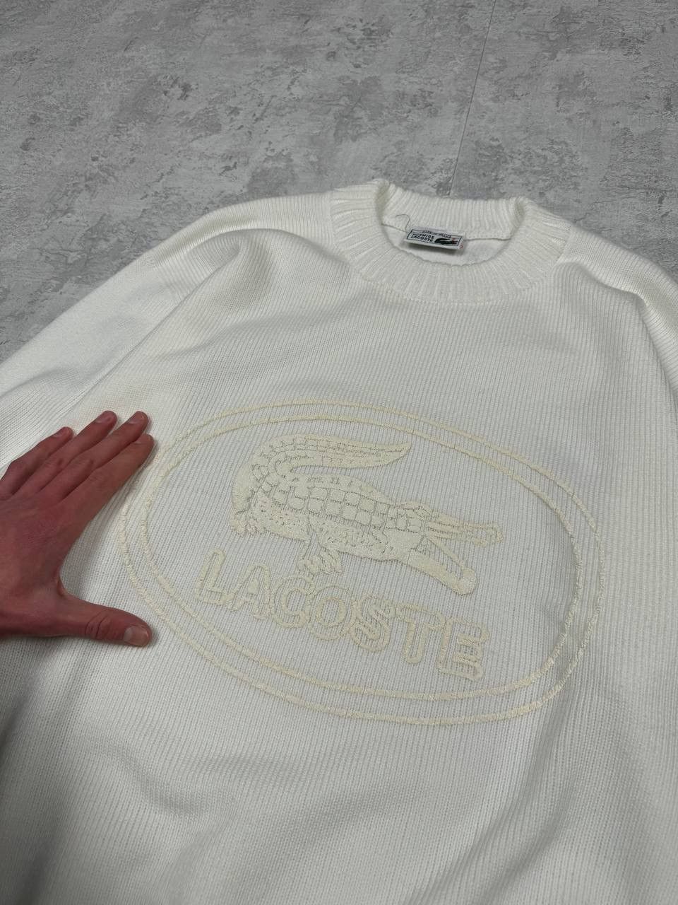 Lacoste Vintage Lacoste Y2K White Sweater Big Logo Size XL Size US XL / EU 56 / 4 - 6 Thumbnail