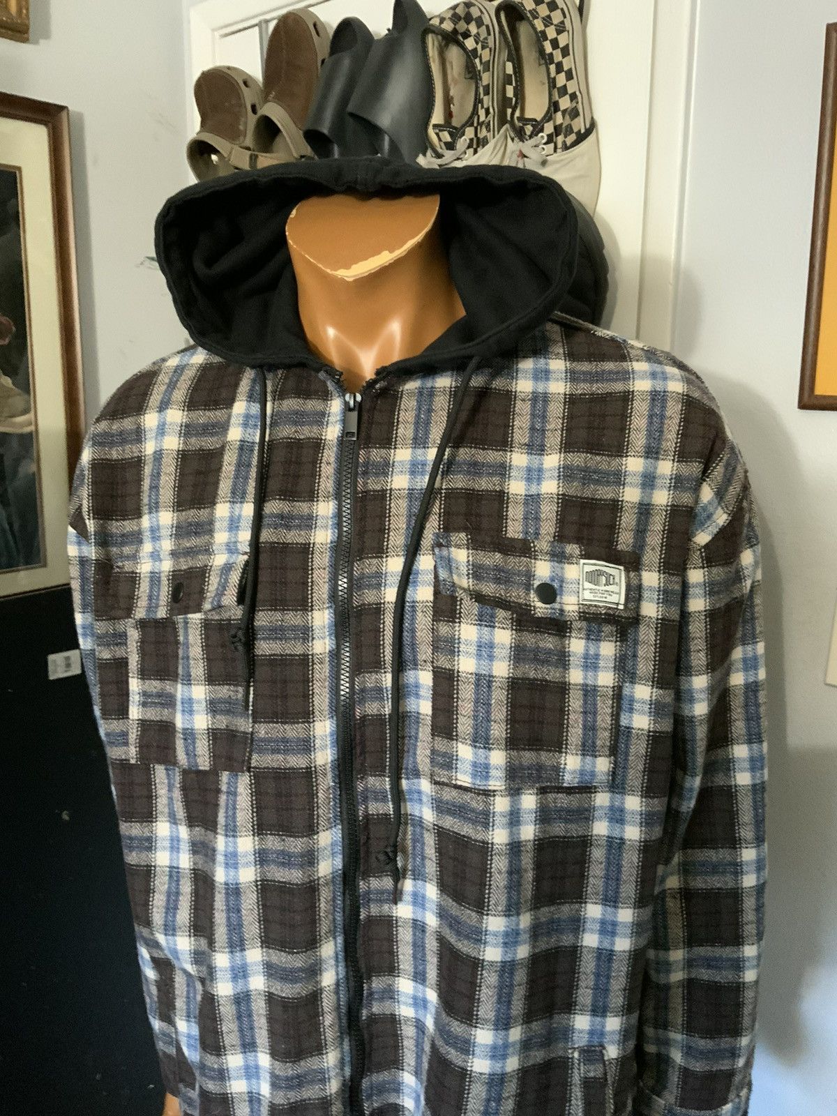 Mondaysuck MondaySuck Herringbone Plaid Zip Hooded Flannel Shirt Jacket Size US M / EU 48-50 / 2 - 11 Thumbnail