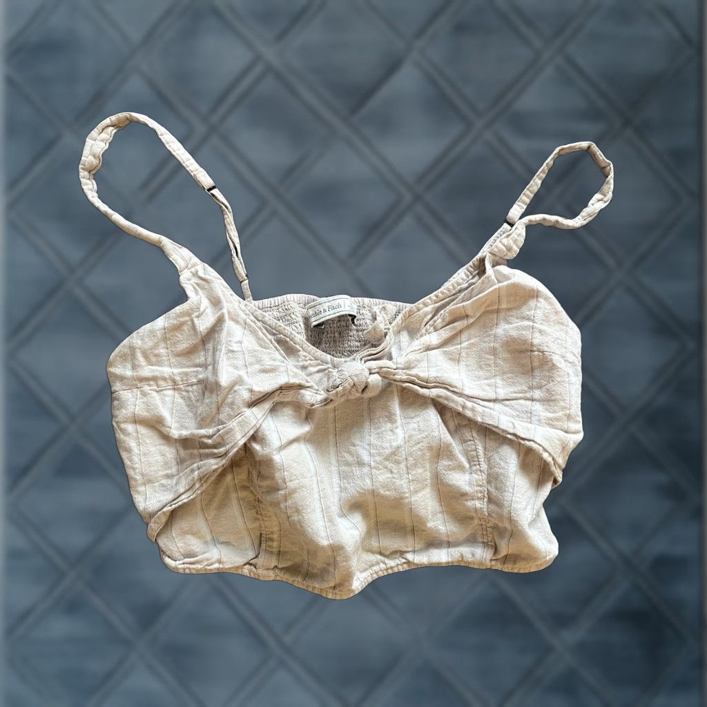 Abercrombie & Fitch Abercrombie & Fitch Women's Linen-Blend Notch-Neck Set Top Large Beige Size L / US 10 / IT 46 - 1 Thumbnail