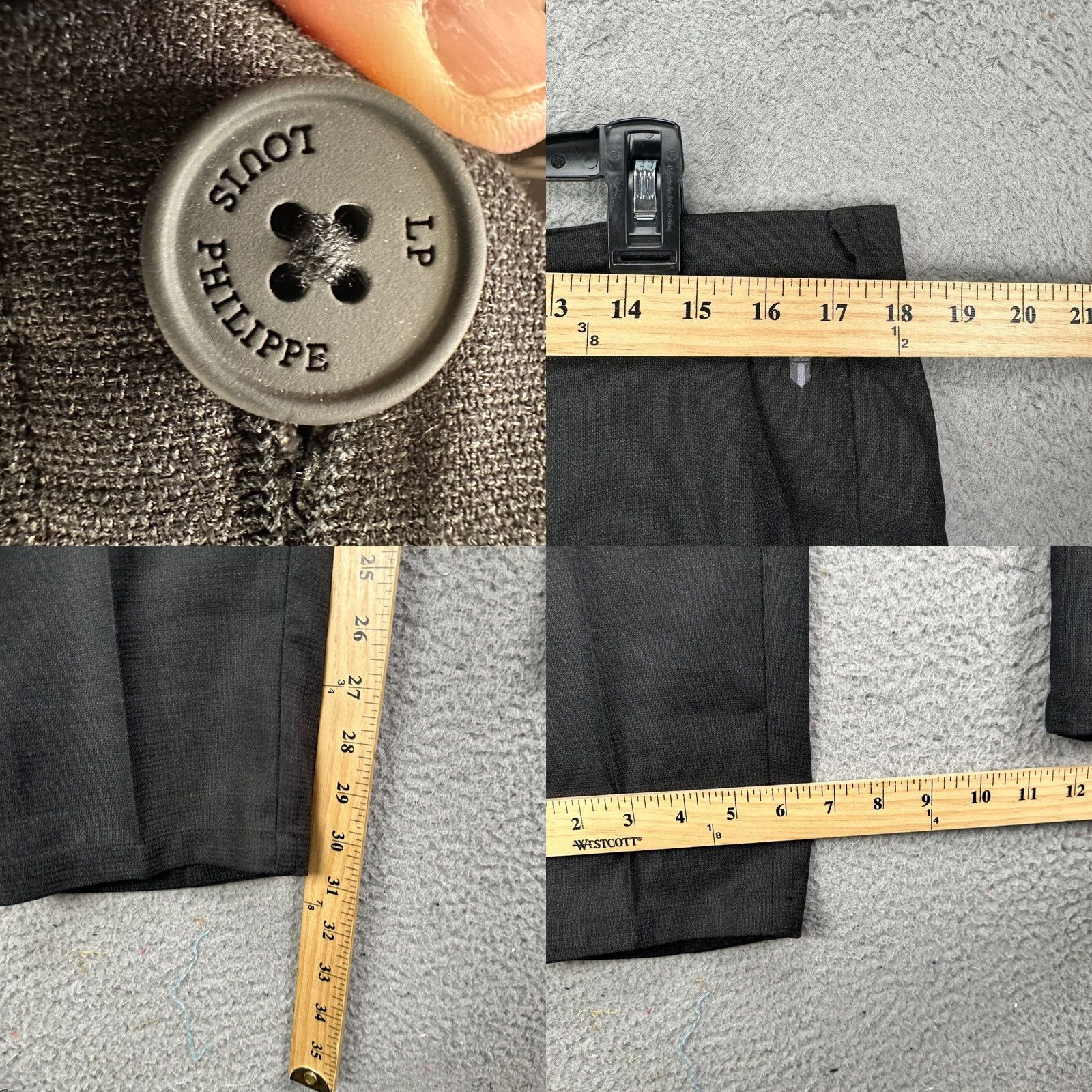 Vintage Louis Philippe Mens Chino Pants 36X30 Dark Gray Flat Front Pocket Stretch NEW Mens Chino Pants Size US 36 / EU 52 - 8 Thumbnail