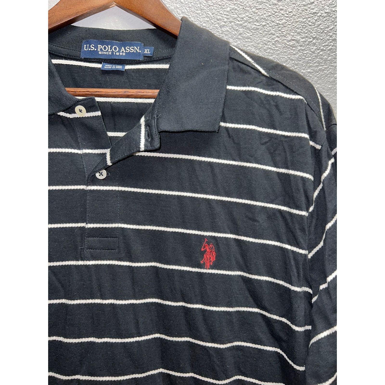 U.S. Polo Assn. US Polo Assn Polo Shirt Black White Striped Mens X-Large Size US XL / EU 56 / 4 - 3 Thumbnail