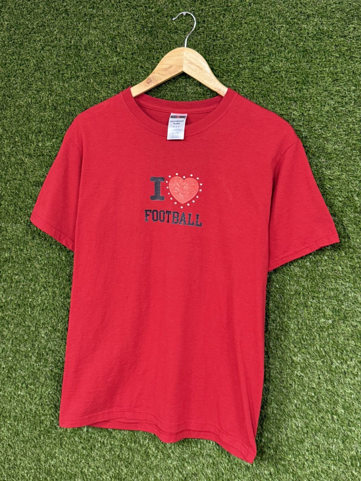 Vintage Vintage Jerzees Custom I Love Football Heart Red Medium Tee Size US M / EU 48-50 / 2 - 1 Thumbnail