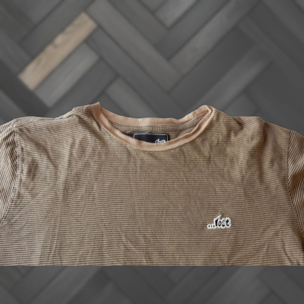 Vintage Lost Men’s T-Shirt Striped Short Sleeve Cotton Brown Size L MEXS? Size US L / EU 52-54 / 3 - 1 Thumbnail