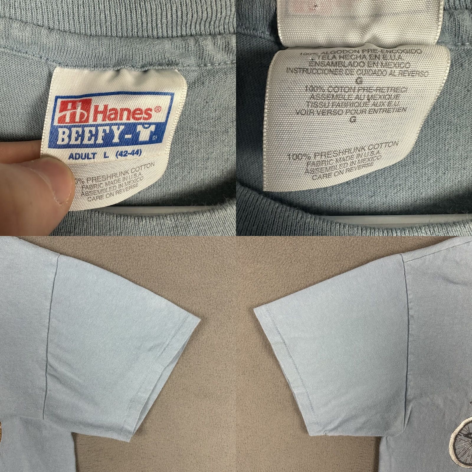 Hanes VINTAGE Hanes Car Shirt Mens Large Blue 1990s Graphic Print All Seasons Double-Sided Crew Neck Short Sleeve T-Shirt 1995 Vintage Goods Size US L / EU 52-54 / 3 - 8 Thumbnail