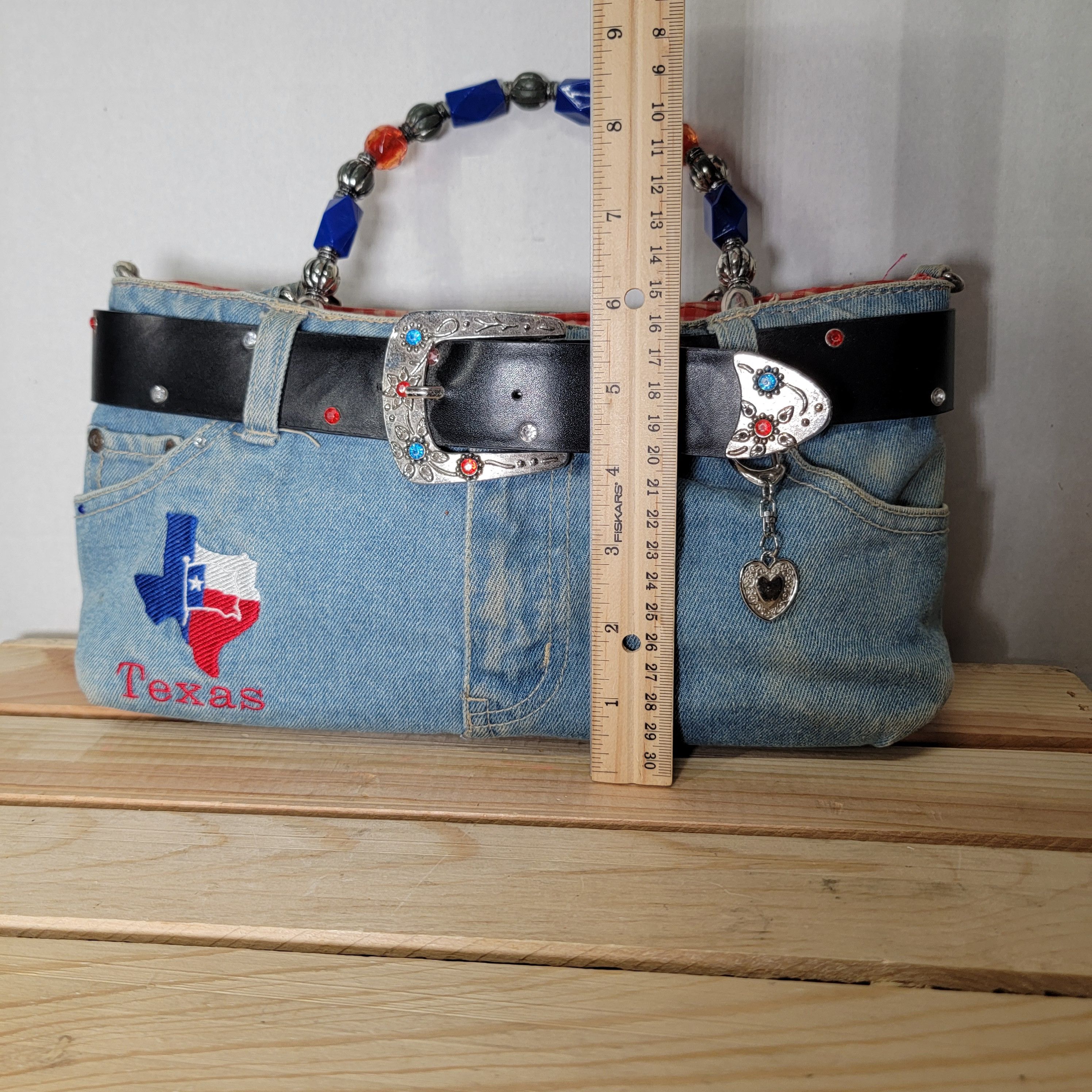 Other Texas Denim Jeans Western Purse w/ Beaded Handles Size ONE SIZE - 9 Thumbnail