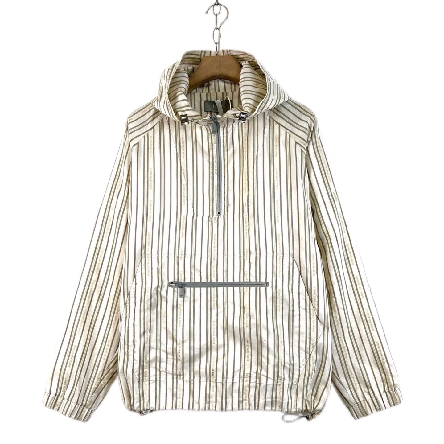 Dior Dior Beige Striped Half-Zip Hooded Jacket Size US M / EU 48-50 / 2 - 1 Thumbnail