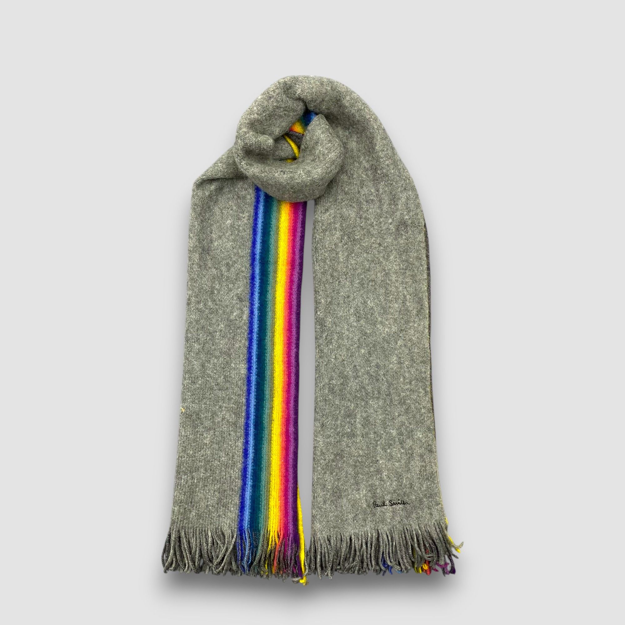 Paul Smith Vintage Paul Smith Scarf Fringe Ribbed Knit Wool Scarves Size ONE SIZE - 1 Thumbnail