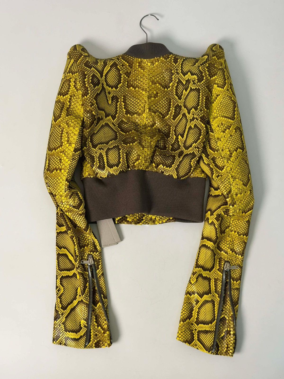 Rick Owens SS23 Rick Owens Python Leather Bomber Jacket in Lemon Yellow Size S / US 4 / IT 40 - 3 Thumbnail