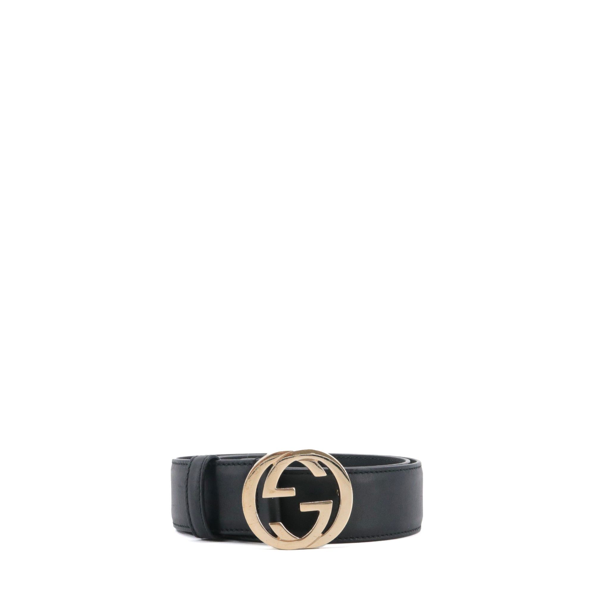 Gucci GUCCI - Gucci GG Buckle Belt in Black Leather (T80) Size ONE SIZE - 1 Thumbnail