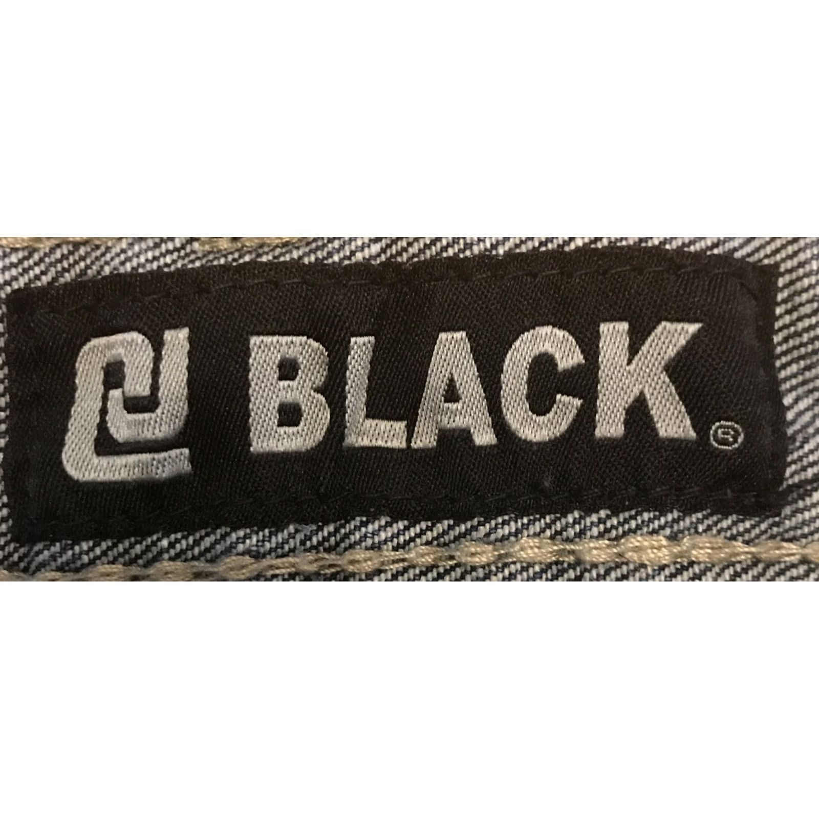 Vintage CJ Black Mens 33x32 Slim Straight Blue Jeans Low Rise Distressed Thick Stitch Size US 33 - 5 Thumbnail