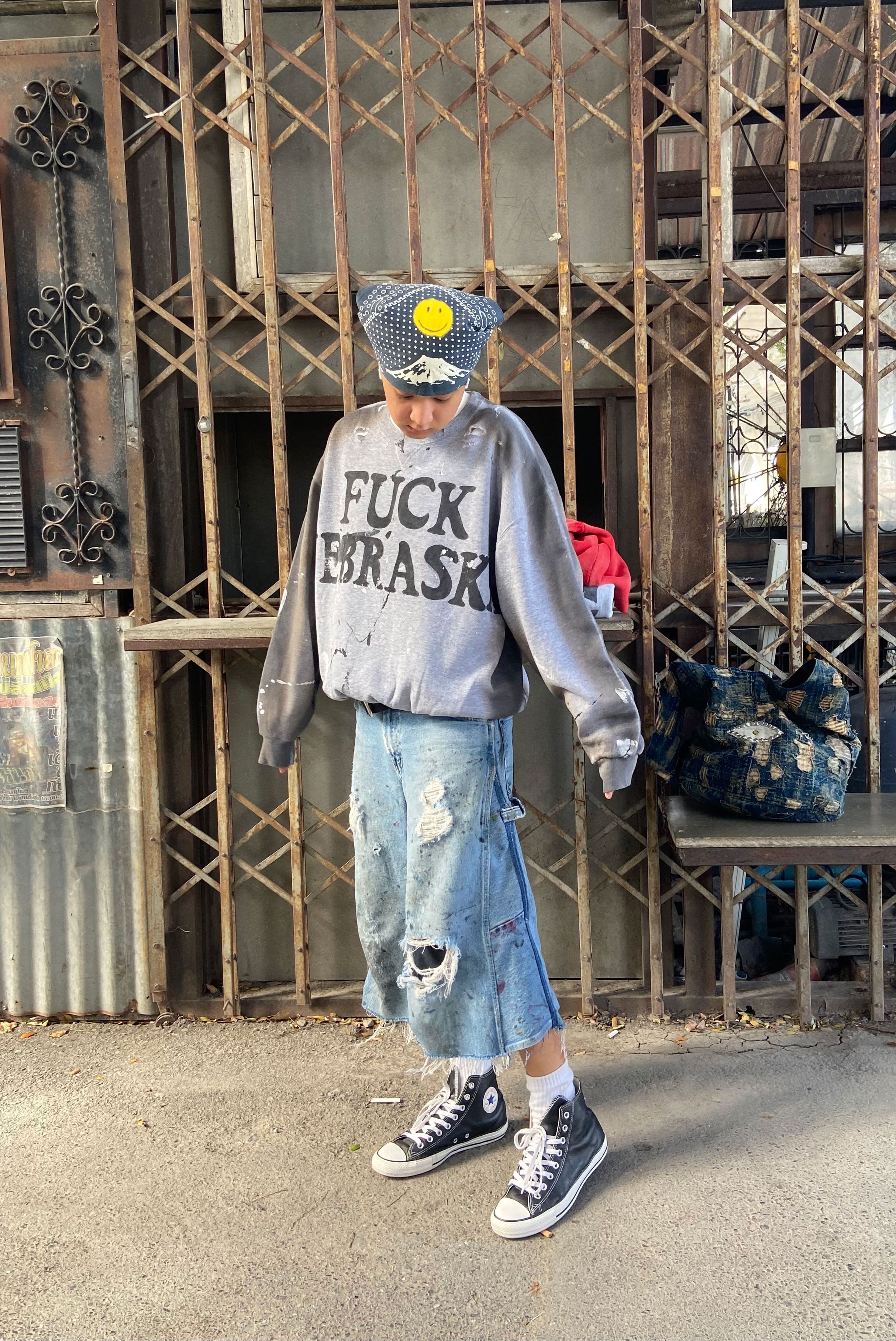 Russell Athletic 90s FUCK NEBRASKA THRASHED Russell Sweatshirt Size US XL / EU 56 / 4 - 5 Thumbnail