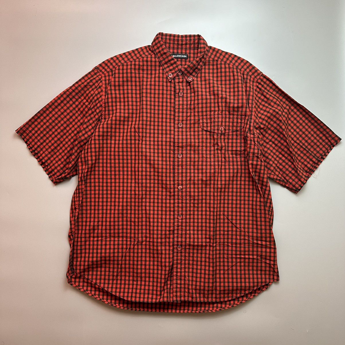 image of Balenciaga Checkered Logo At Collar, Men's (Size XL)