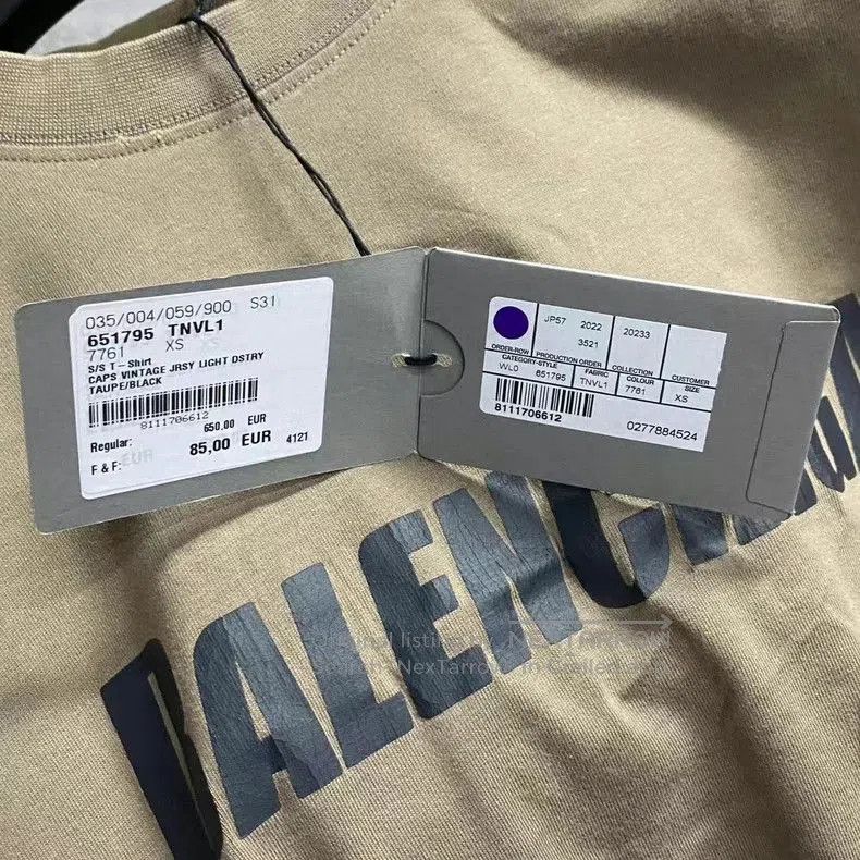 Balenciaga Balenciaga Beige Logo Print Short Sleeve. Size US XXS / EU 40 - 3 Thumbnail