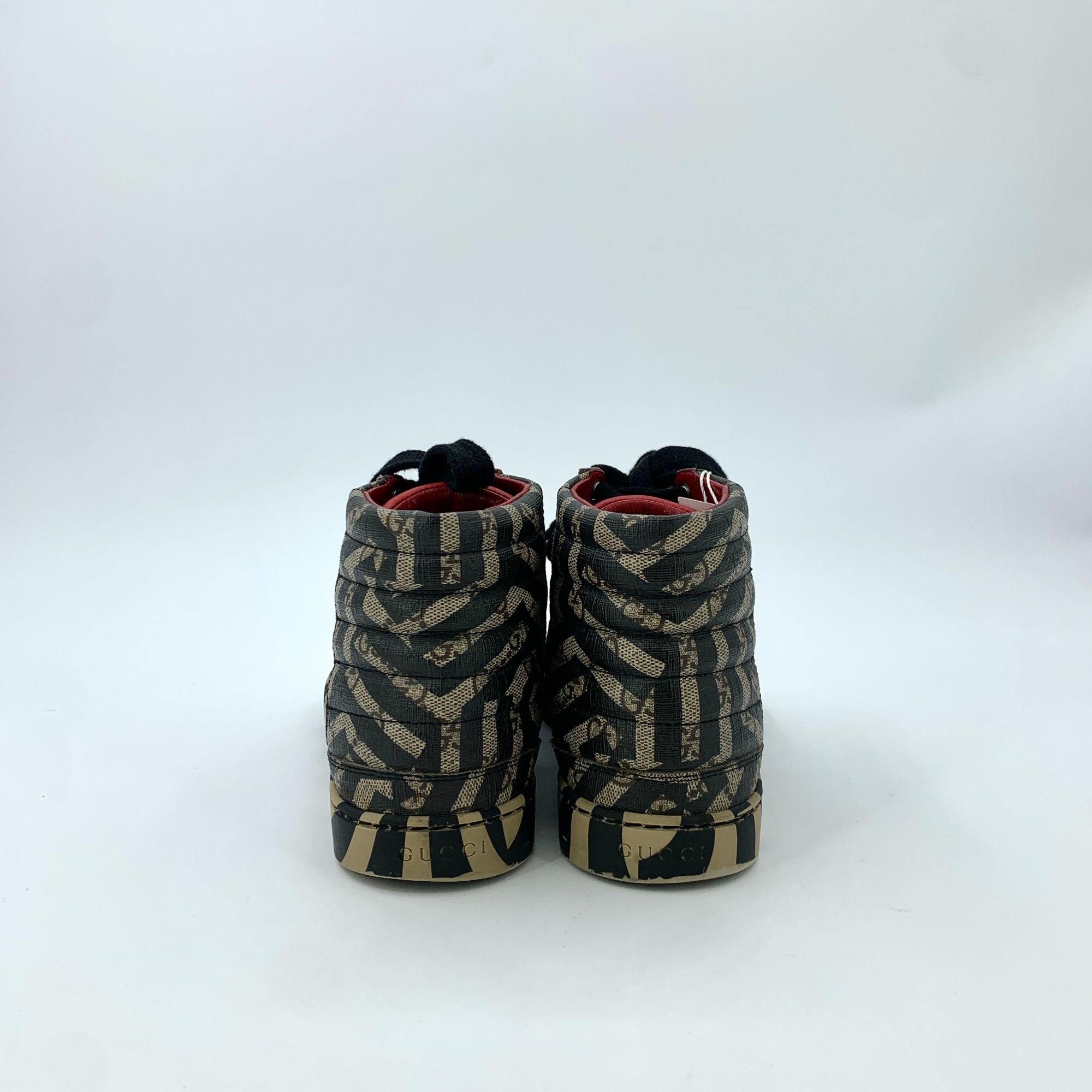 Gucci Gucci 6.5 / 40.5 Brown Logo Letter Line High Top Lace-Up Sne Size US 7.5 / EU 40-41 - 5 Thumbnail