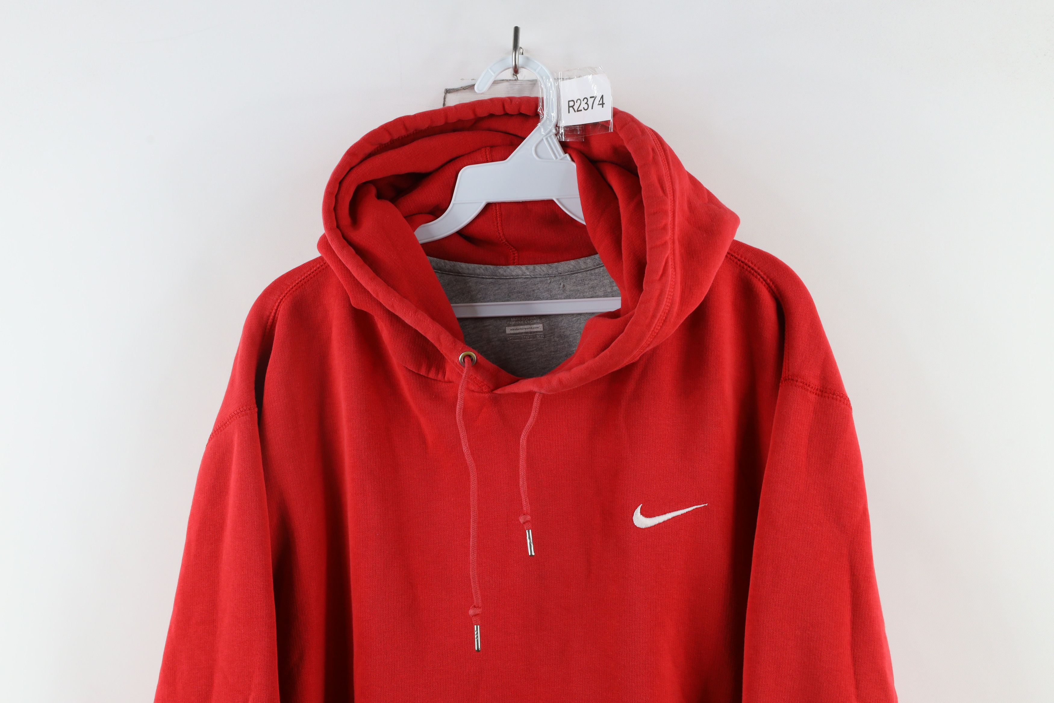 Nike × Vintage Vintage Nike Travis Scott Mini Swoosh Hoodie Sweatshirt Red Size US XXL / EU 58 / 5 - 2 Thumbnail