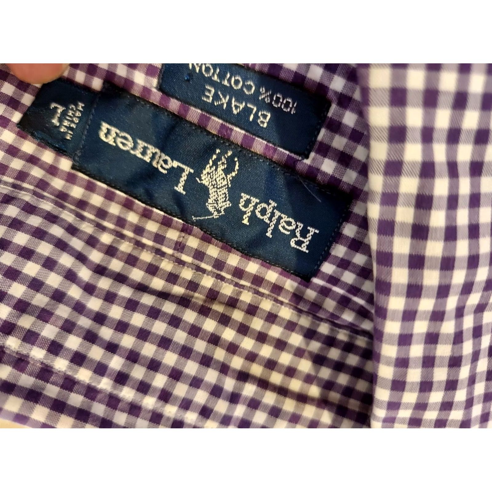 Polo Ralph Lauren Polo Ralph Lauren Shirt Mens L Purple Dress Button Cotton Size 42R - 4 Thumbnail