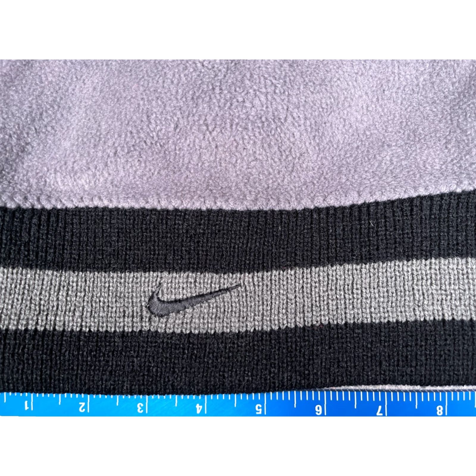 Nike Nike Beanie Toque Hat Adult One Size Gray Black Knit Polyester Acrylic Fleece Swoosh Mens Size US M / EU 48-50 / 2 - 2 Thumbnail