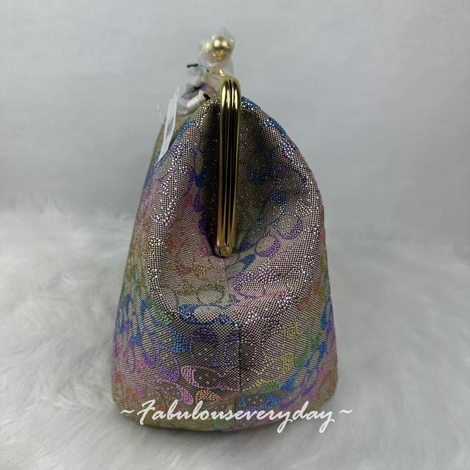 Coach Coach Large Kisslock Frame Crystal Sig Jacquard Rainbow Size ONE SIZE - 4 Thumbnail