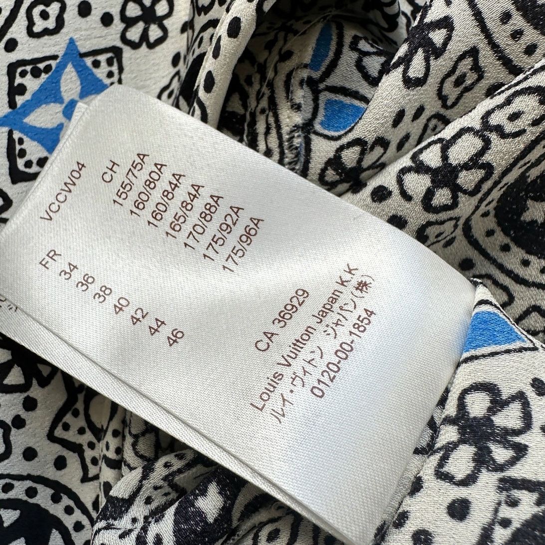 Louis Vuitton Louis Vuitton Silk Belted Midi White Black Blue 42 / 10 Size L / US 10 / IT 46 - 14 Thumbnail