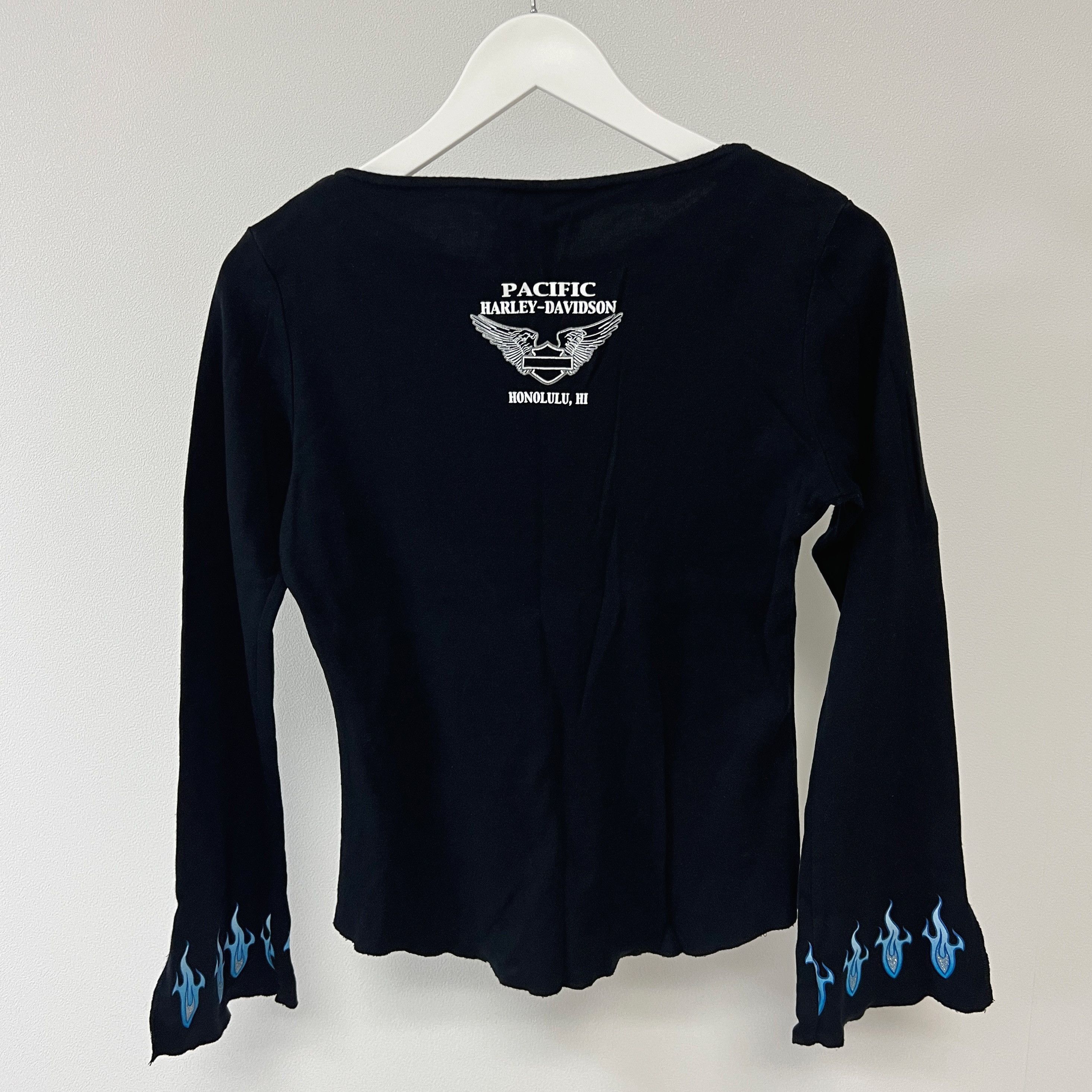 Harley Davidson Harley Davidson 90s Blue Flame Hawaii Long Sleeve T-Shirt Size L / US 10 / IT 46 - 2 Thumbnail