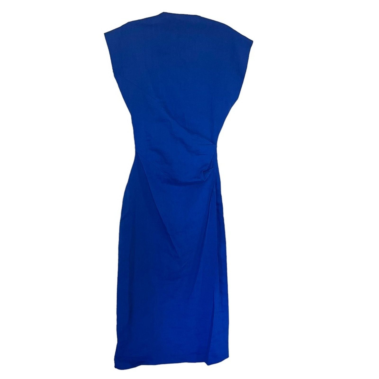 Zara Limited Edition Linen Blend Draped MIDI Dress -  fathiaentertainmentshowbiz.com