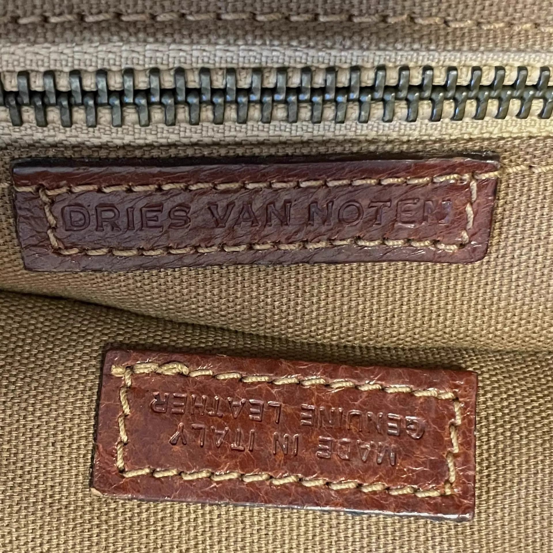 Dries Van Noten Dries Van Noten 90s Early Handbag Tobacco & Natural Canvas Size ONE SIZE - 5 Thumbnail