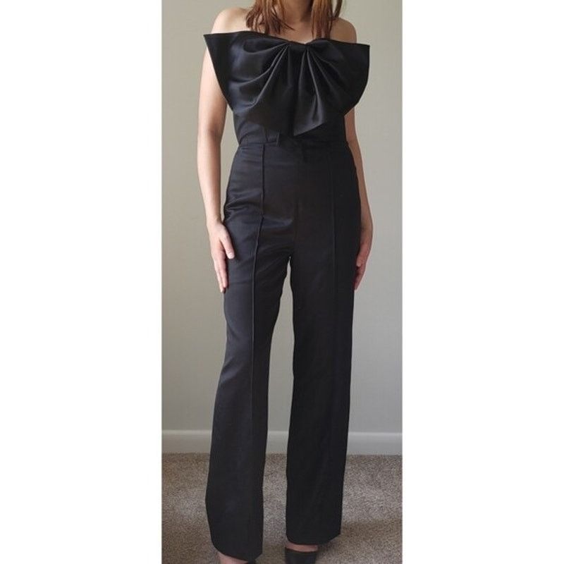Fleur du Mal Fleur du Mal Bow Tie Jumpsuit black wool size 2 Size 26" / US 2 / IT 38 - 4 Thumbnail