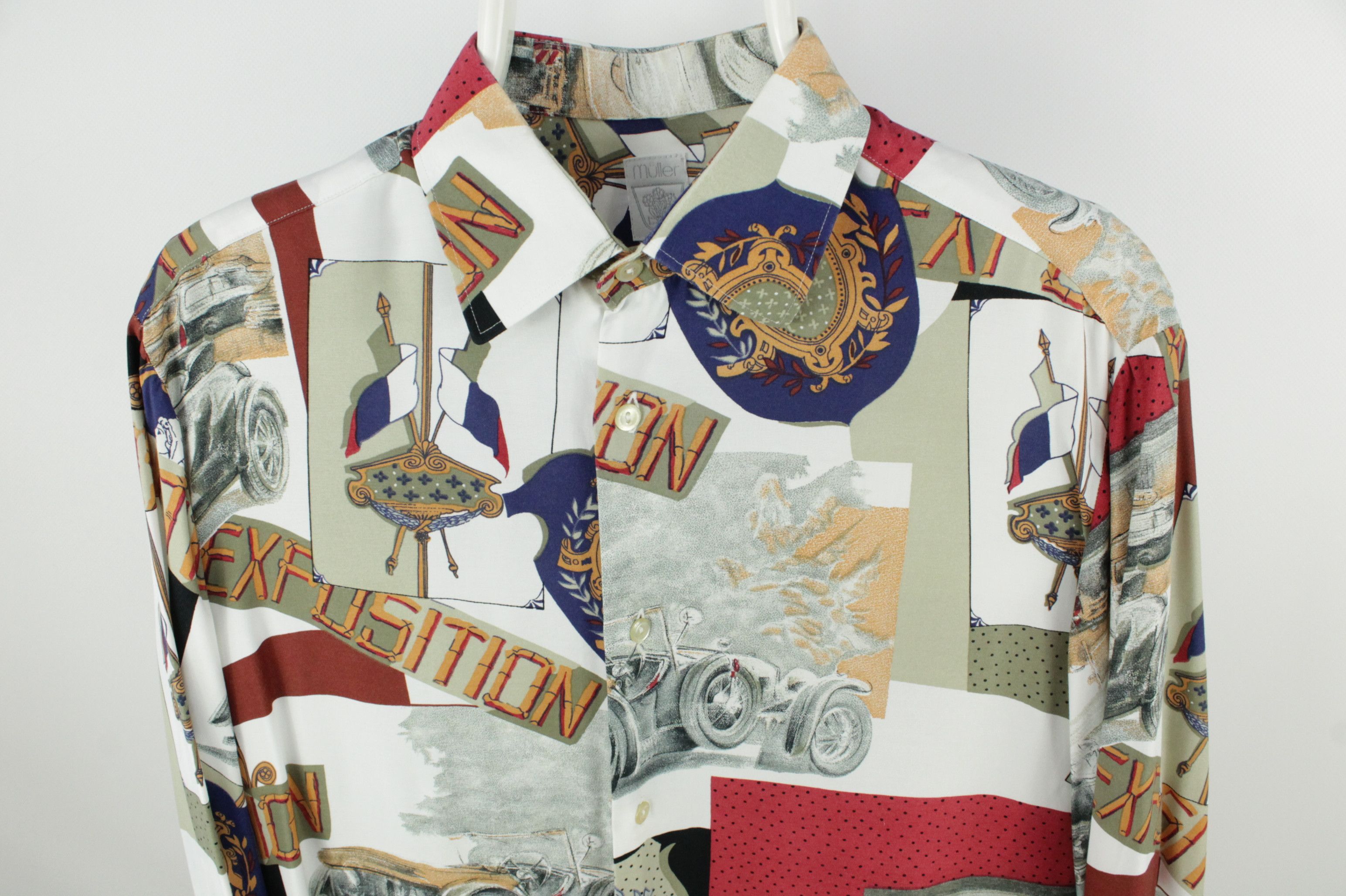 Designer × Vintage Muller Monogram Vintage Car Pattern Viscose Shirt Men's Size US L / EU 52-54 / 3 - 2 Thumbnail