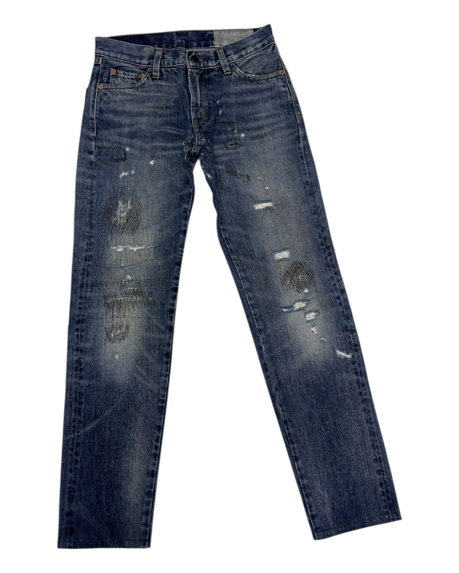 Levi's VINTAGE LEVIS 505 BIG E SELVEDGE DISTRESSED DENIM JEAN Size 27" / US 4 / IT 40 - 6 Thumbnail