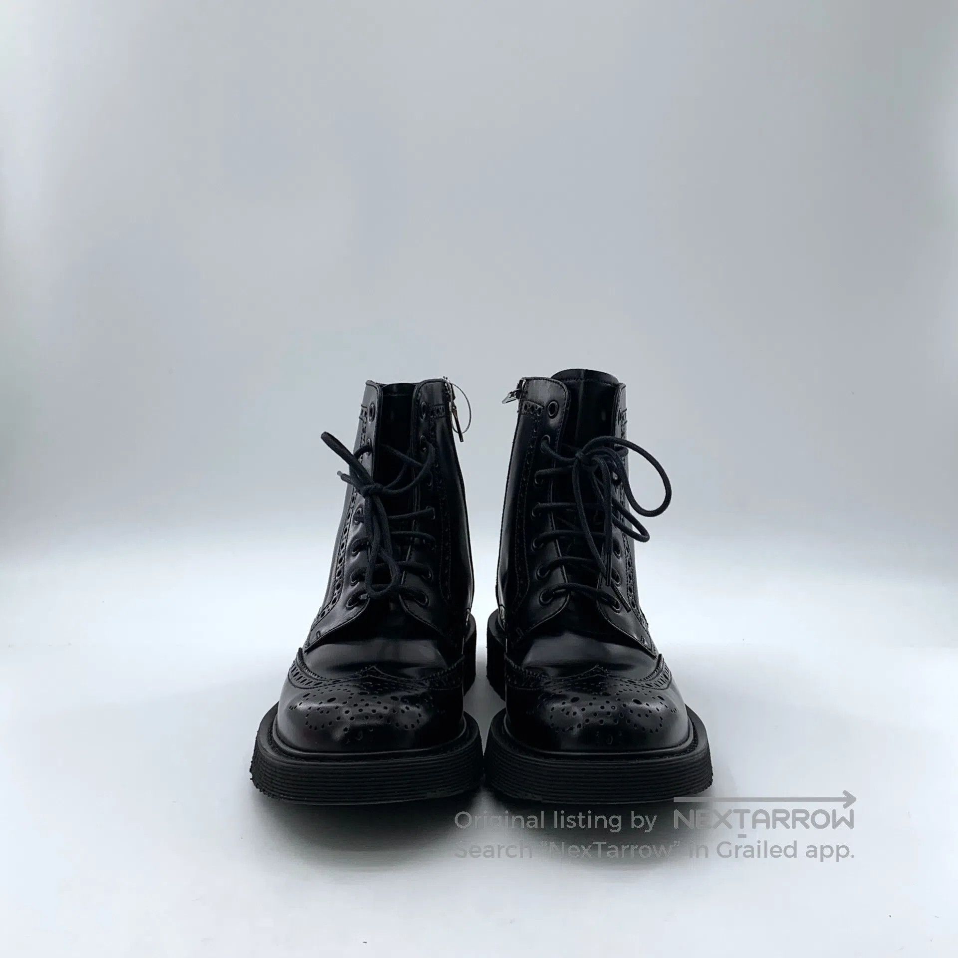 Other Prada Black leather carved laced casual flat Martin boots| Size US 6 / EU 39 - 3 Thumbnail