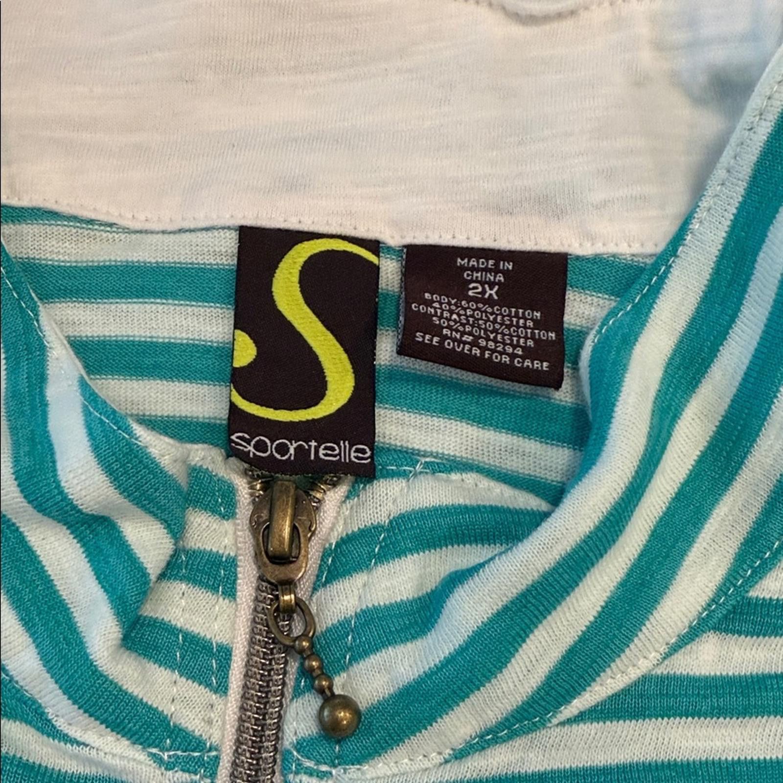 Other Sportelle Congo Green Striped Sweatshirt Jacket Plus Size 2X Size XXL / US 16-18 / IT 52-54 - 5 Thumbnail