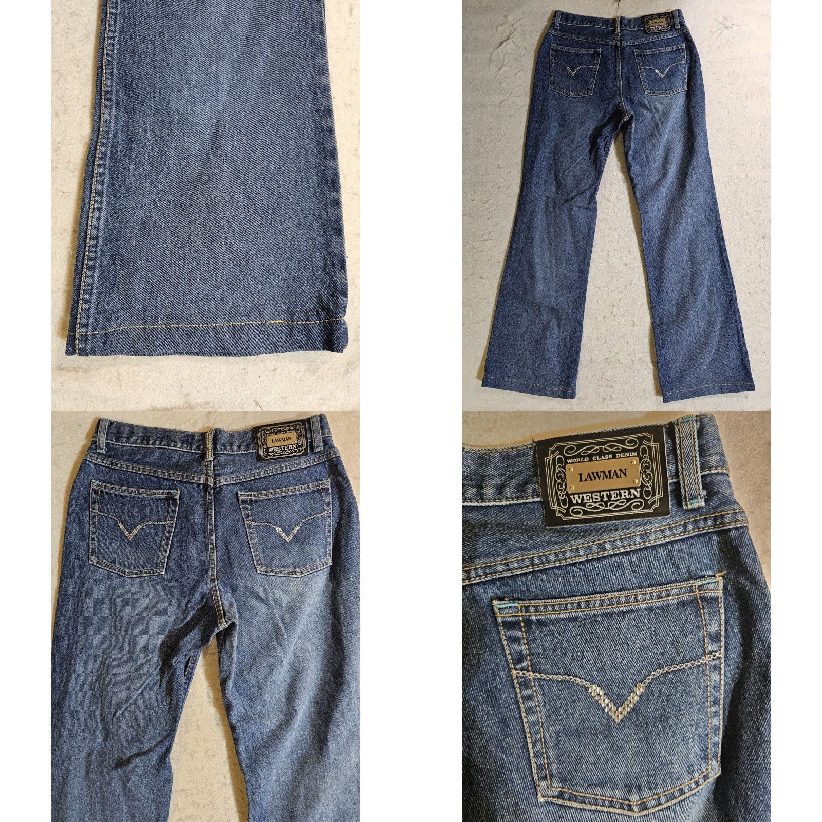 Vintage VINTAGE Lawman World Class Denim Western Flare Jeans Womens Sz 7 Inseam 30" Medium Wash Size 28" / US 6 / IT 42 - 8 Thumbnail