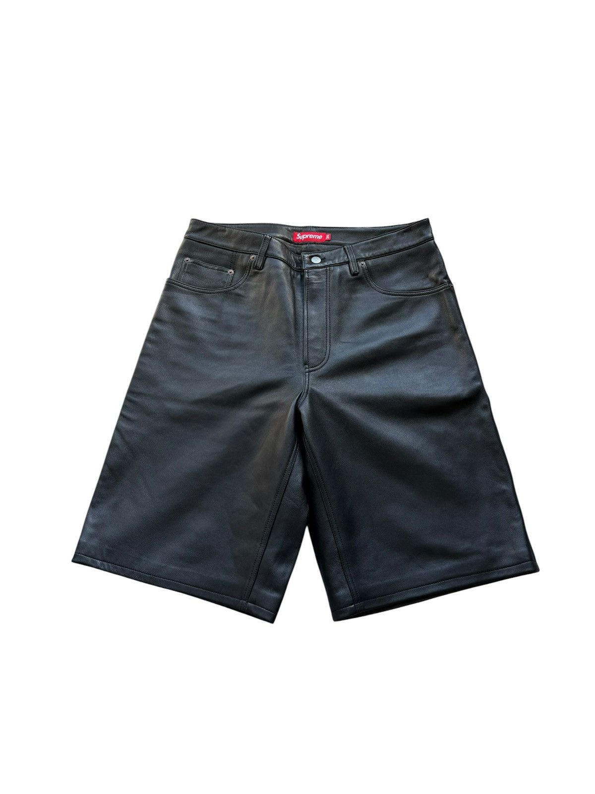 Supreme Supreme Black Leather Baggy shorts | Grailed
