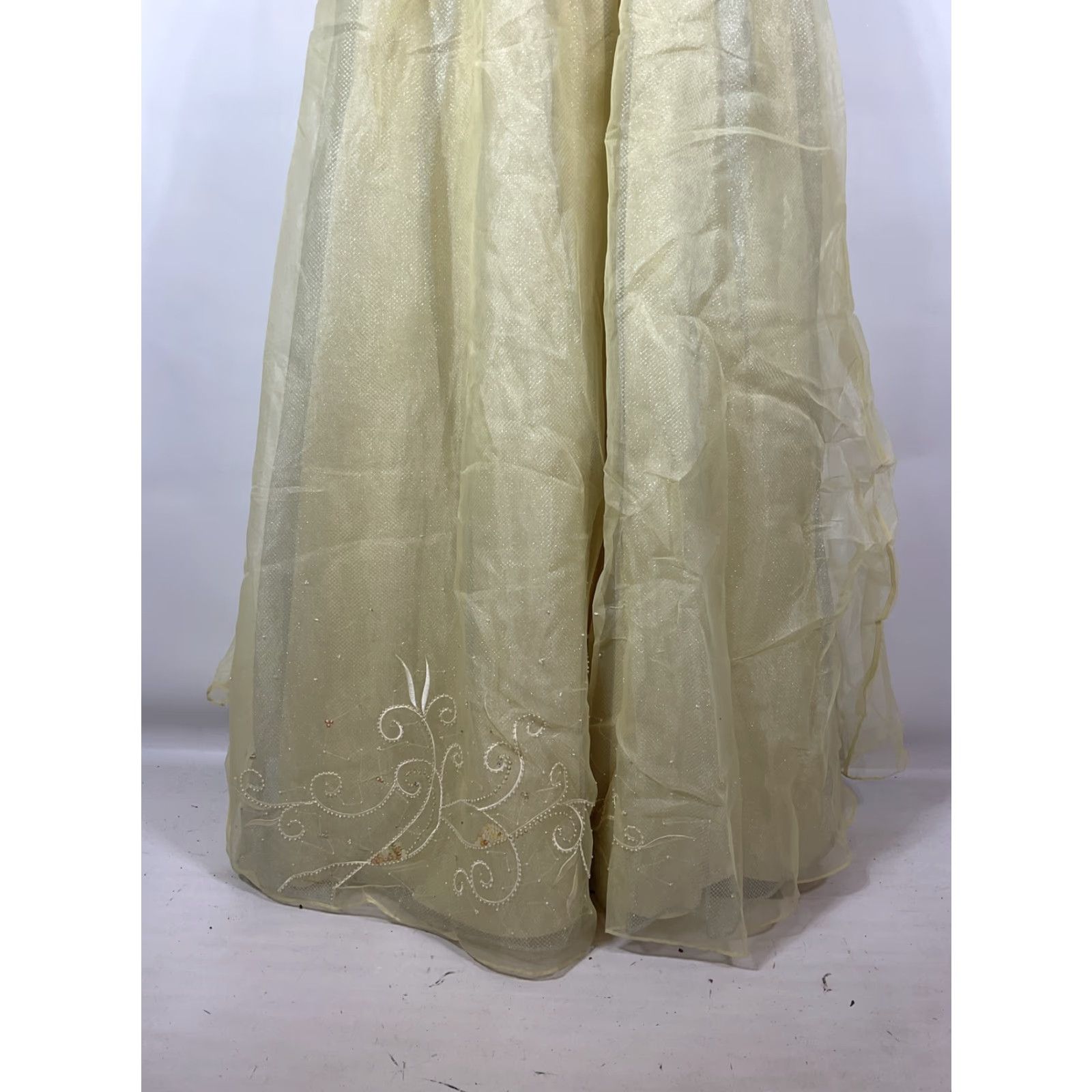 next day shipping formal dresses MIKE BENET, vintage 1970s evening dress, Lemon Yellow chiffon sequin f –  VINTAGE DRESS CLOSET main image 0