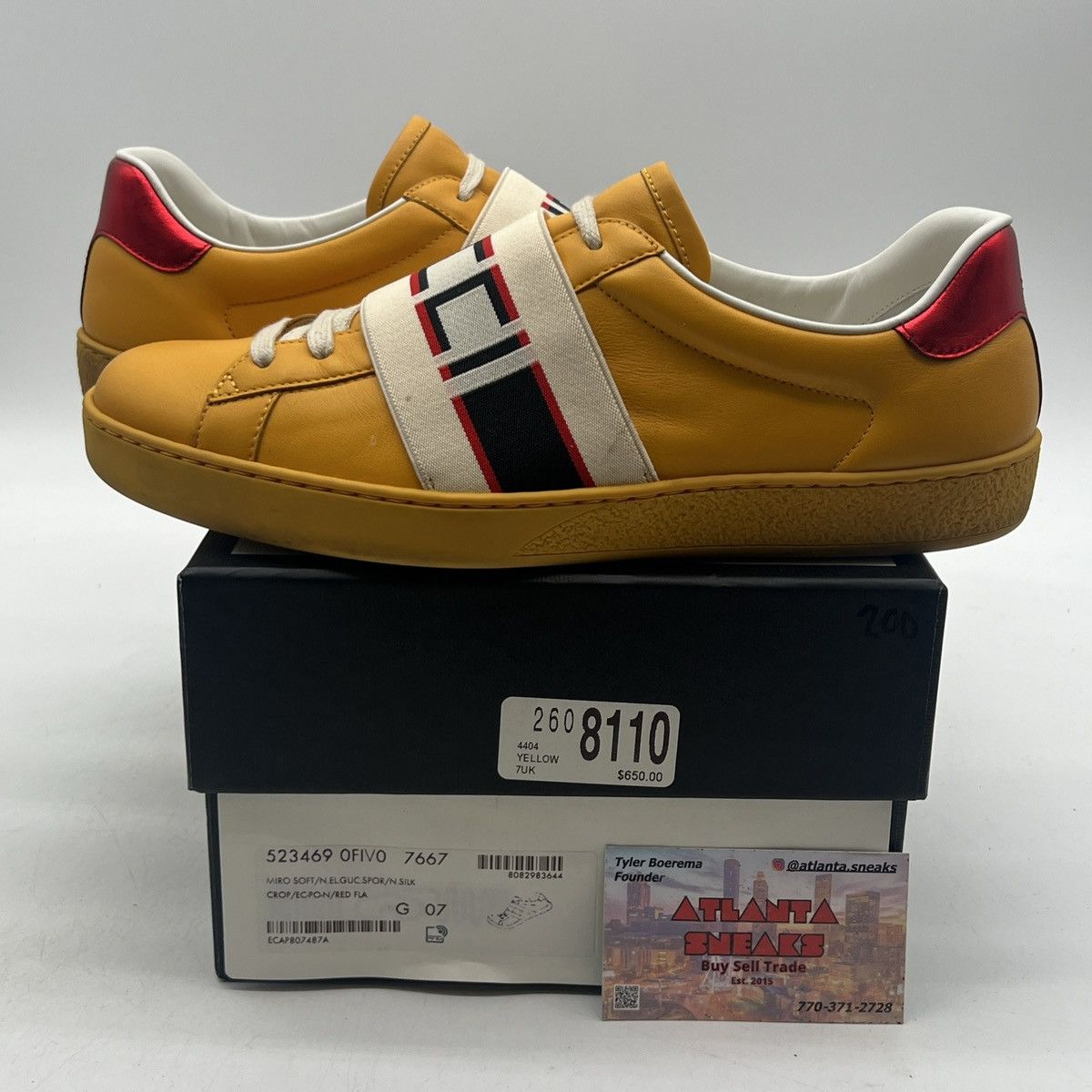 Gucci Gucci ace stripe leather yellow Size US 7.5 / EU 40-41 - 1 Thumbnail