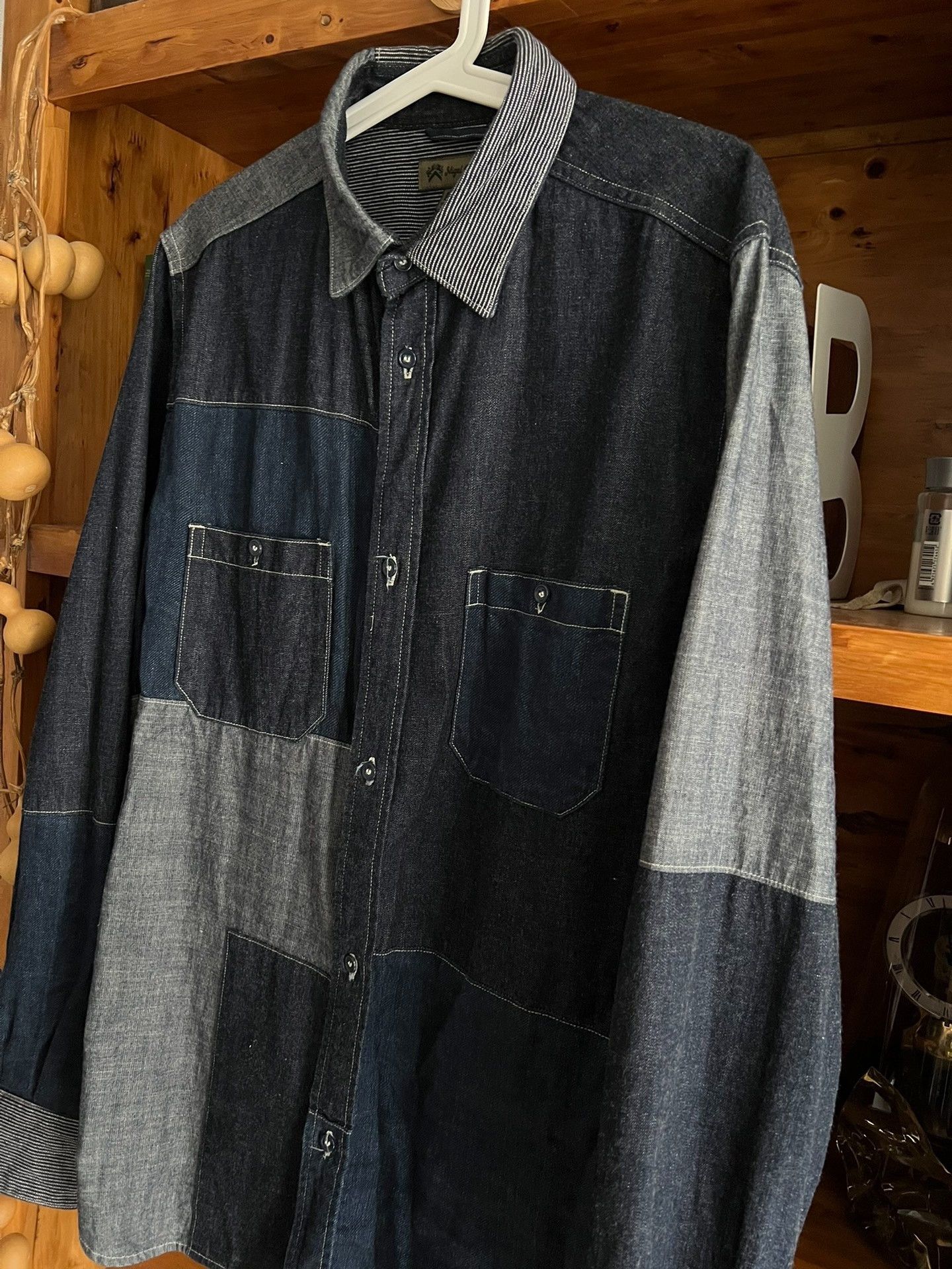 Nigel Cabourn Nigel Cabourn Indigo Patchwork Workwear Shirt Size US M / EU 48-50 / 2 - 3 Thumbnail