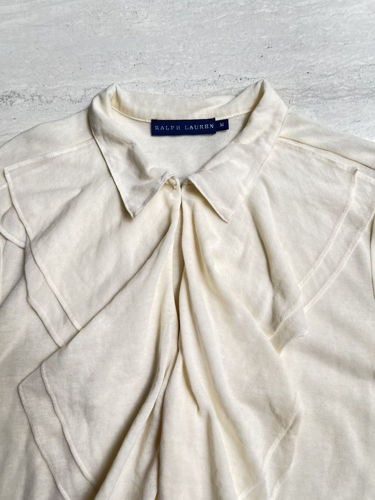 Ralph Lauren RALPH LAURENT Cream Shawl Tie Shirt Size US XS / EU 42 / 0 - 9 Thumbnail