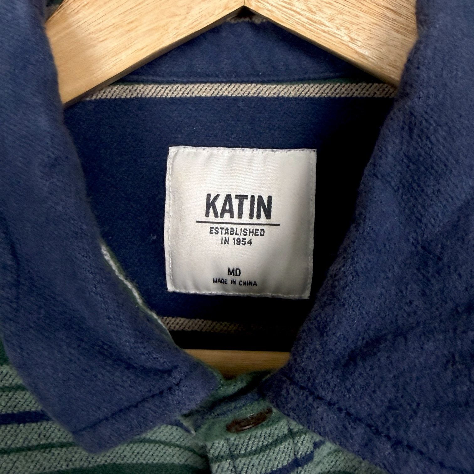 Katin Katin Flannel Shirt Blue Green LS Striped Cotton Button Up M Size US M / EU 48-50 / 2 - 4 Thumbnail