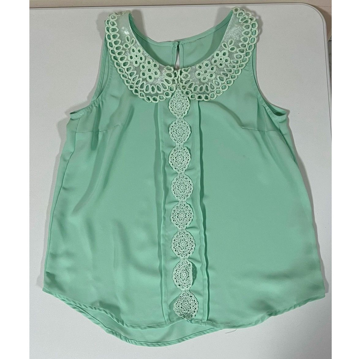 Vintage Mint Green Floral Paisley Collared Top Shirt Blouse XS 🪷✨ Size XS / US 0-2 / IT 36-38 - 3 Thumbnail
