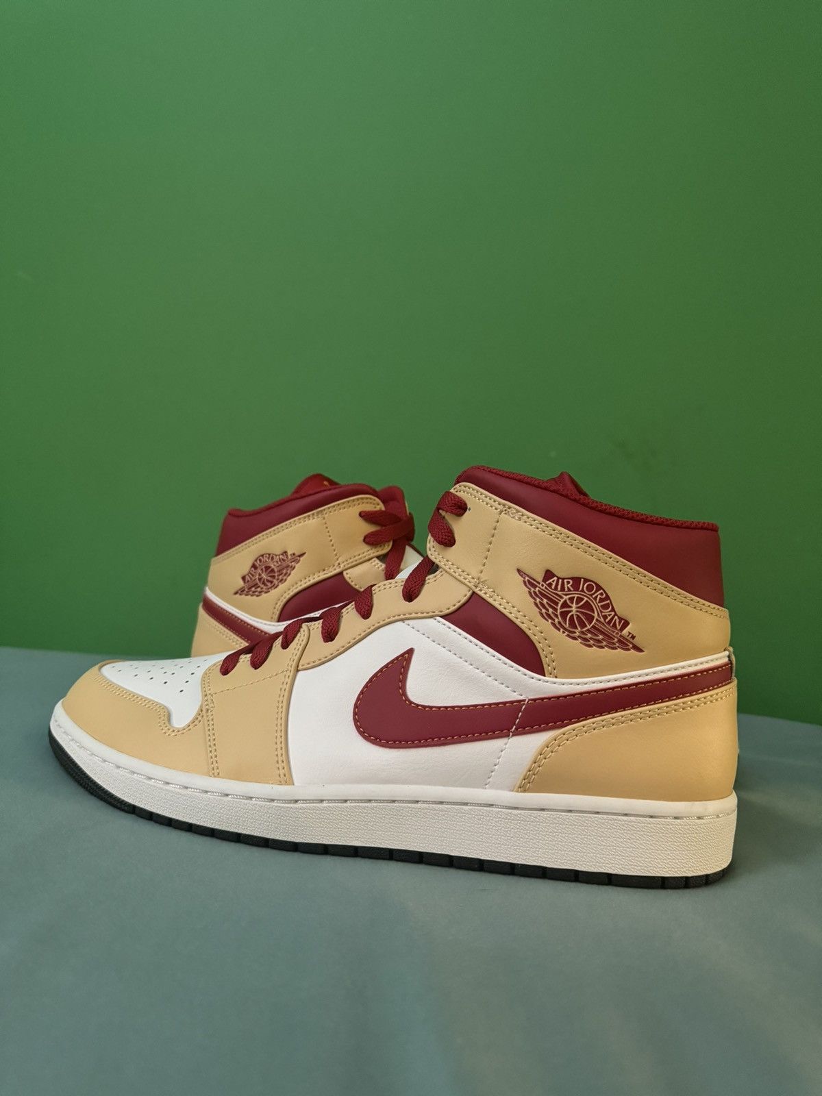 Jordan Brand Nike Air Jordan 1 Mid Light Curry Cardinal 2022 Size US 13 / EU 46 - 1 Thumbnail