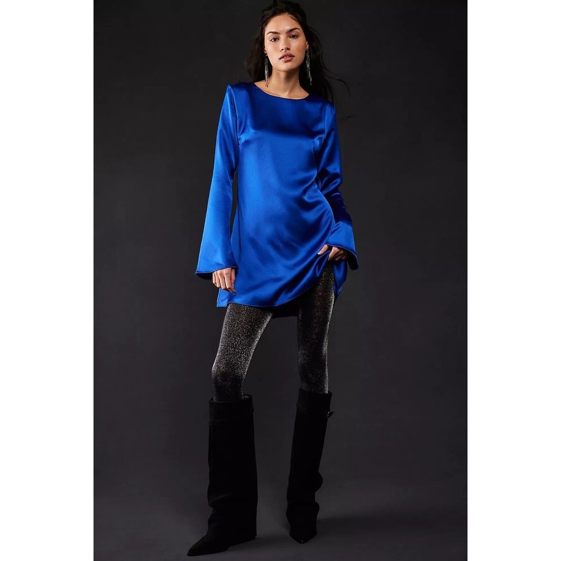 Free People NWT Free People DELFI Amber Mini Shift Dress $368 SMALL Blue Size S / US 4 / IT 40 - 1 Thumbnail