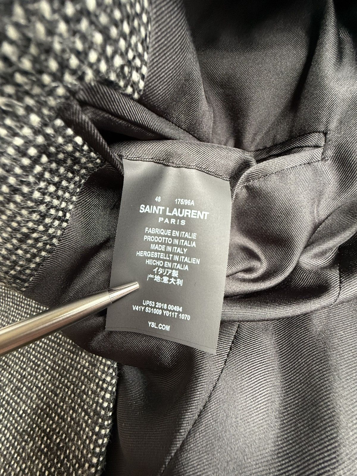 Saint Laurent Paris Saint Laurent herringbone notch lapel suit jacket 48 Size 38R - 17 Thumbnail